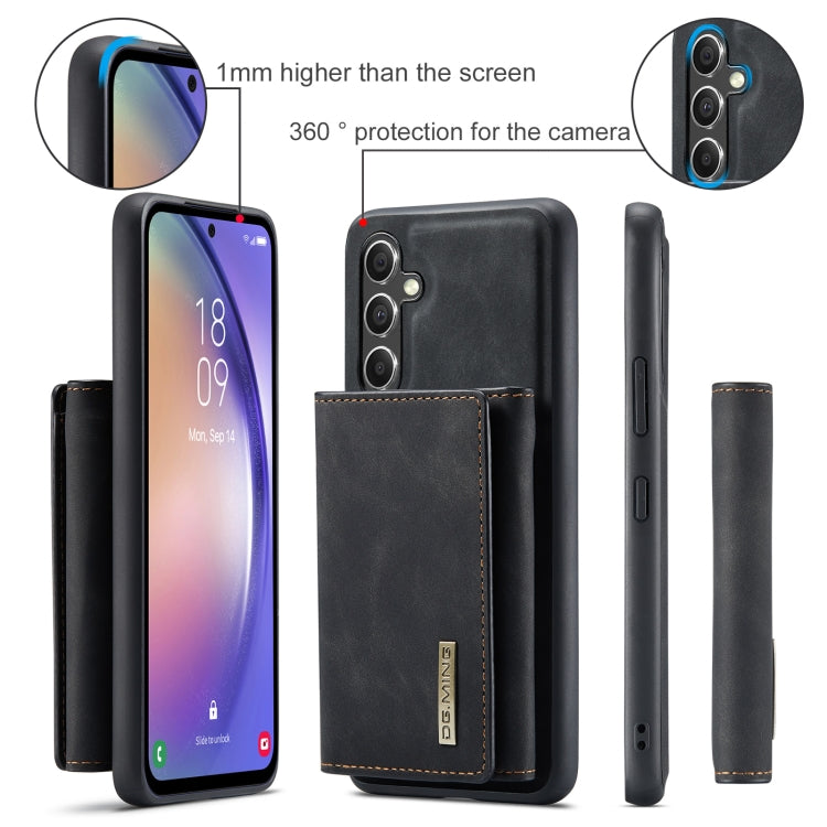 For Samsung Galaxy A35 5G DG.MING M1 Series 3-Fold Multi Card Wallet + Magnetic Phone Case(Black)