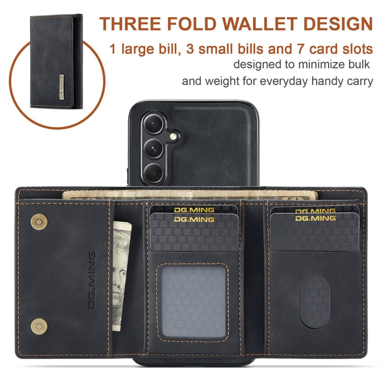 For Samsung Galaxy A35 5G DG.MING M1 Series 3-Fold Multi Card Wallet + Magnetic Phone Case(Black)