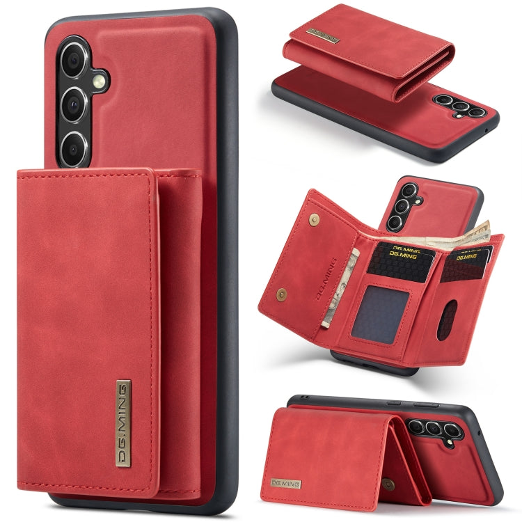For Samsung Galaxy A55 5G DG.MING M1 Series 3-Fold Multi Card Wallet + Magnetic Phone Case(Red)