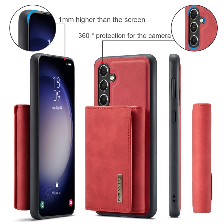 For Samsung Galaxy A55 5G DG.MING M1 Series 3-Fold Multi Card Wallet + Magnetic Phone Case(Red)