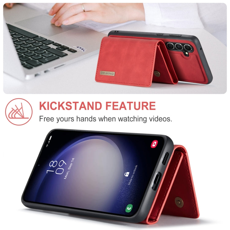For Samsung Galaxy A55 5G DG.MING M1 Series 3-Fold Multi Card Wallet + Magnetic Phone Case(Red)