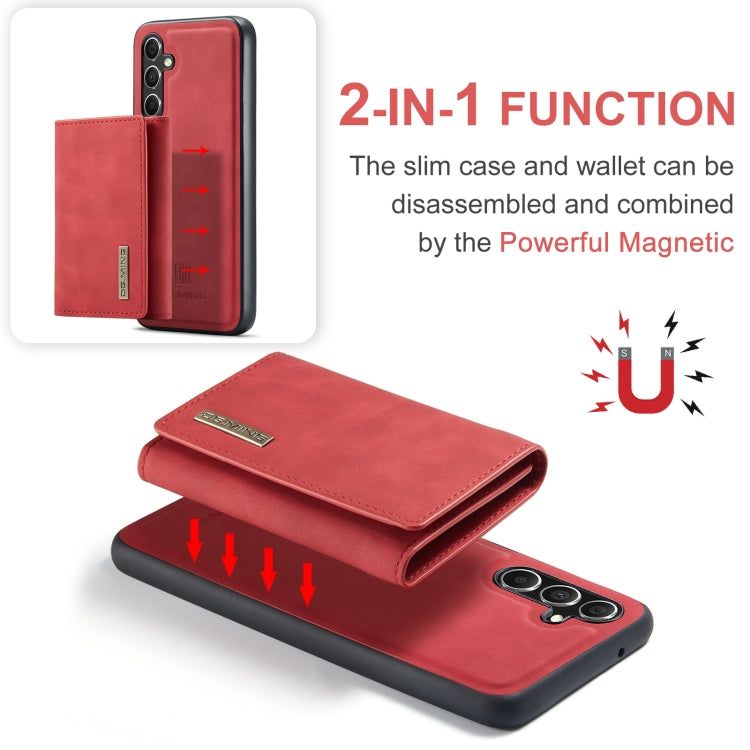 For Samsung Galaxy A55 5G DG.MING M1 Series 3-Fold Multi Card Wallet + Magnetic Phone Case(Red)