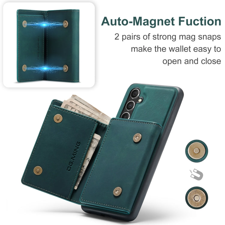 For Samsung Galaxy A55 5G DG.MING M1 Series 3-Fold Multi Card Wallet + Magnetic Phone Case(Green)