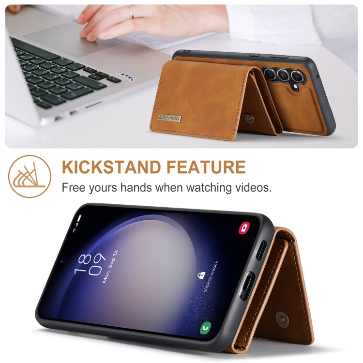 For Samsung Galaxy A55 5G DG.MING M1 Series 3-Fold Multi Card Wallet + Magnetic Phone Case(Brown)