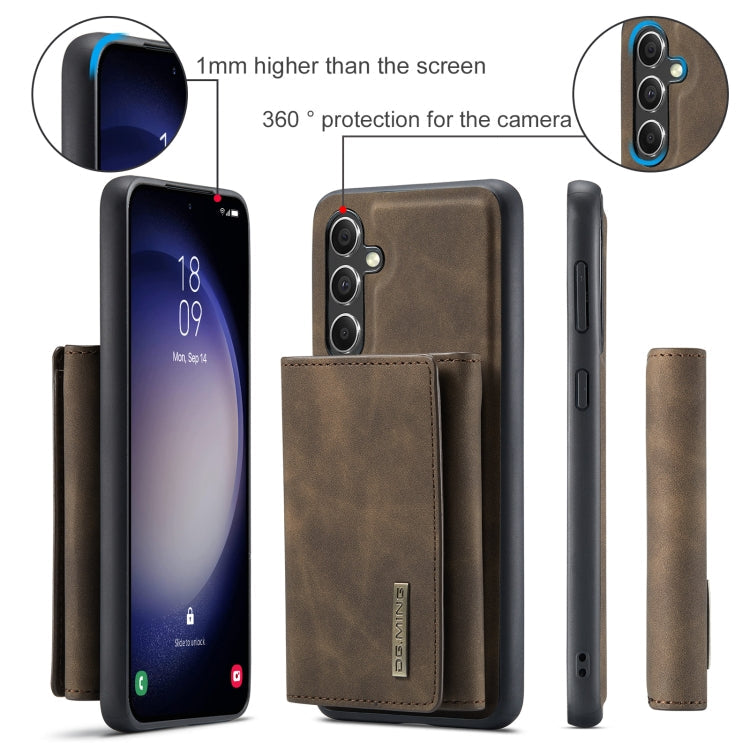 For Samsung Galaxy A55 5G DG.MING M1 Series 3-Fold Multi Card Wallet + Magnetic Phone Case(Coffee)