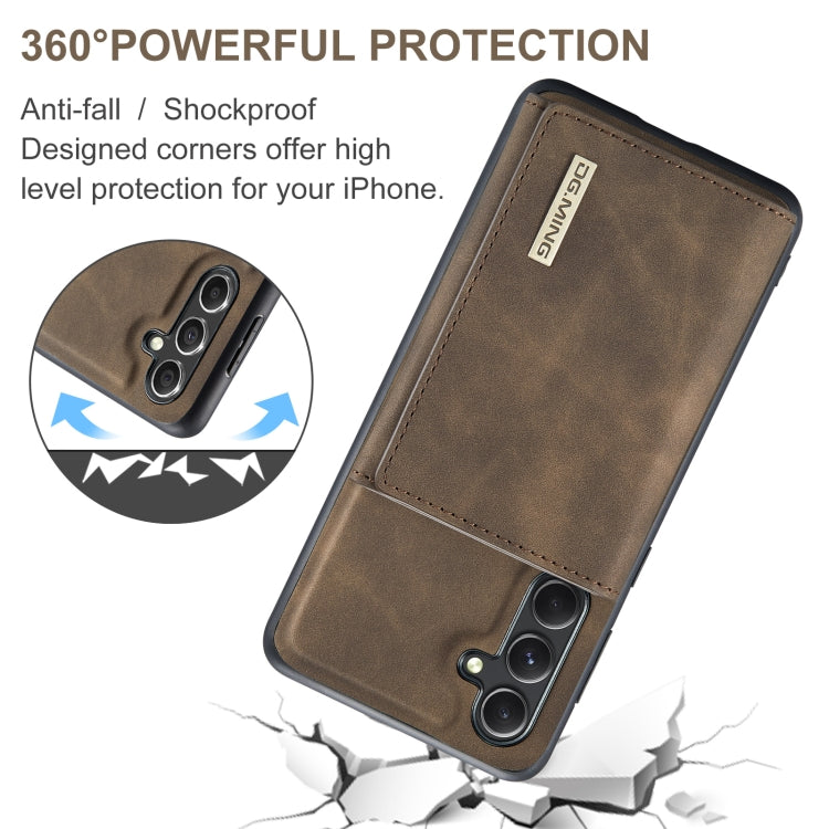 For Samsung Galaxy A55 5G DG.MING M1 Series 3-Fold Multi Card Wallet + Magnetic Phone Case(Coffee)