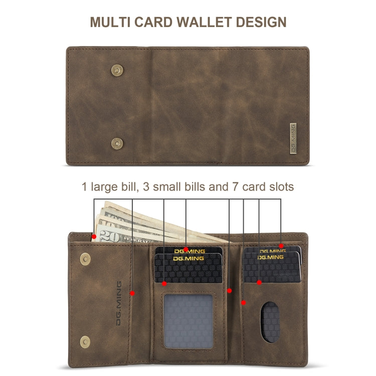 For Samsung Galaxy A55 5G DG.MING M1 Series 3-Fold Multi Card Wallet + Magnetic Phone Case(Coffee)