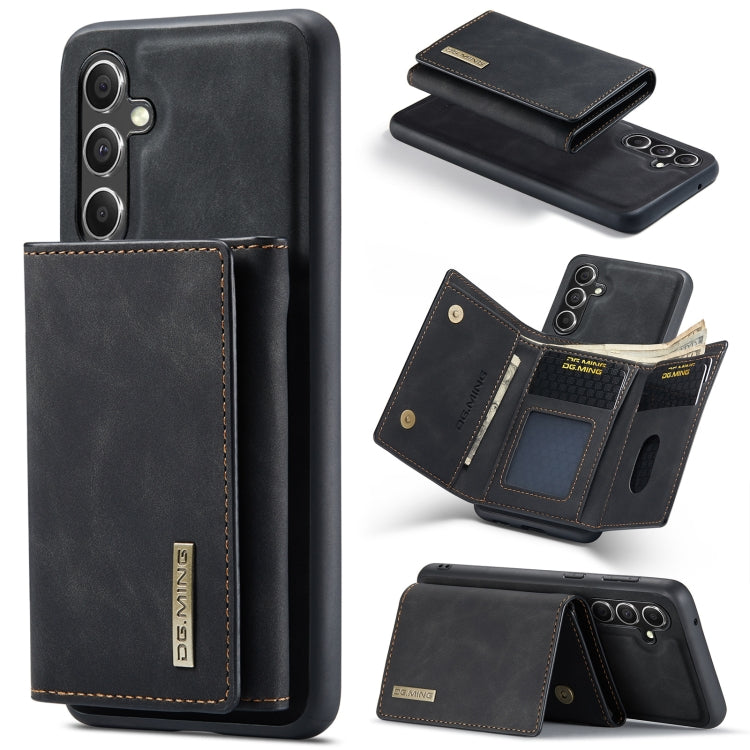 For Samsung Galaxy A55 5G DG.MING M1 Series 3-Fold Multi Card Wallet + Magnetic Phone Case(Black)