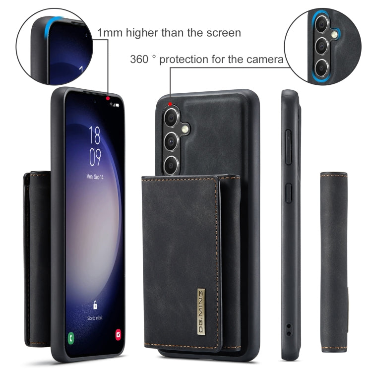 For Samsung Galaxy A55 5G DG.MING M1 Series 3-Fold Multi Card Wallet + Magnetic Phone Case(Black)