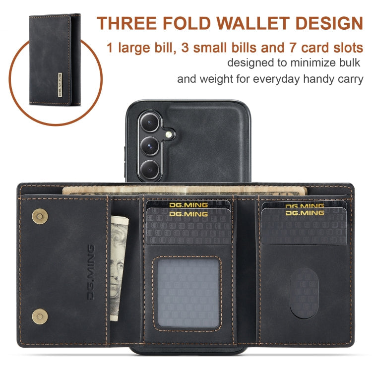 For Samsung Galaxy A55 5G DG.MING M1 Series 3-Fold Multi Card Wallet + Magnetic Phone Case(Black)
