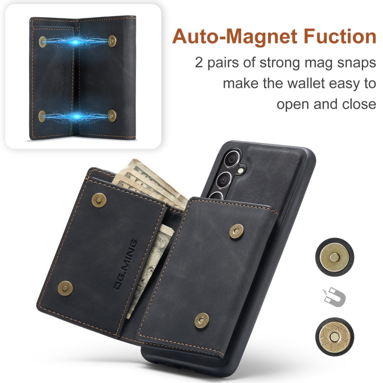 For Samsung Galaxy A55 5G DG.MING M1 Series 3-Fold Multi Card Wallet + Magnetic Phone Case(Black)