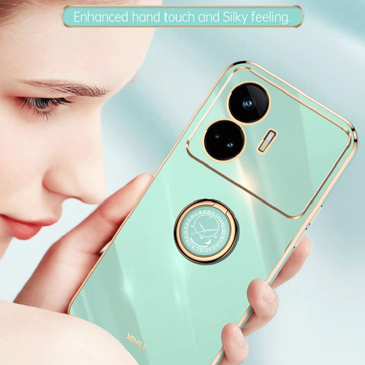 For Realme GT Neo5 SE XINLI Straight Edge 6D Electroplate TPU Phone Case with Ring Holder(Hawthorn Red)
