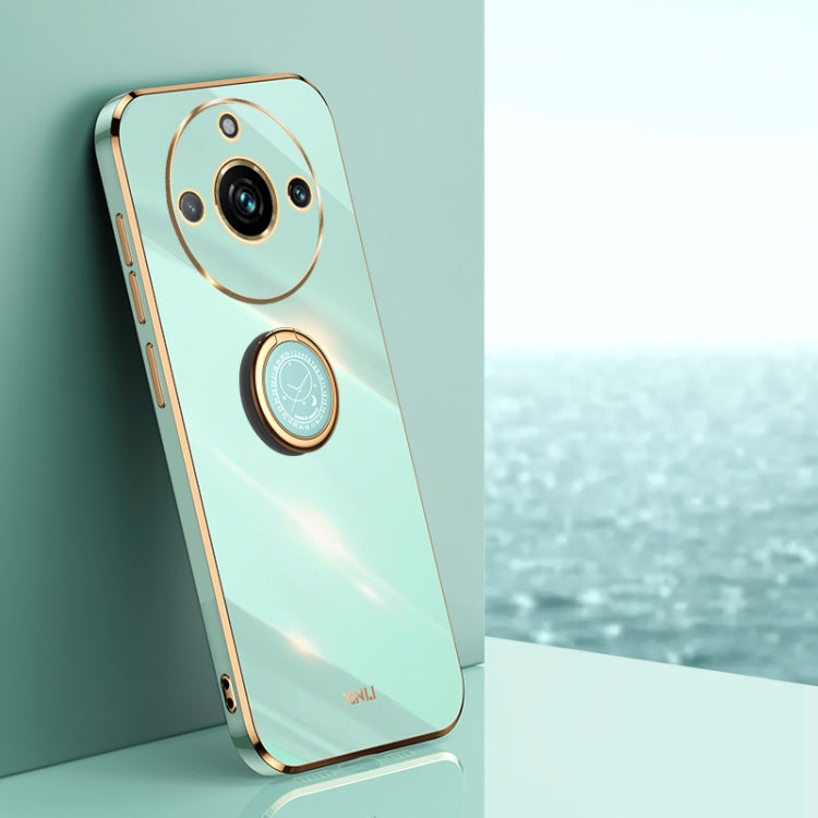 XINLI Straight Edge 6D Electroplate TPU Phone Case with Ring Holder, For Realme 13 Pro Global, For Realme 11 5G, For Realme C53 2023