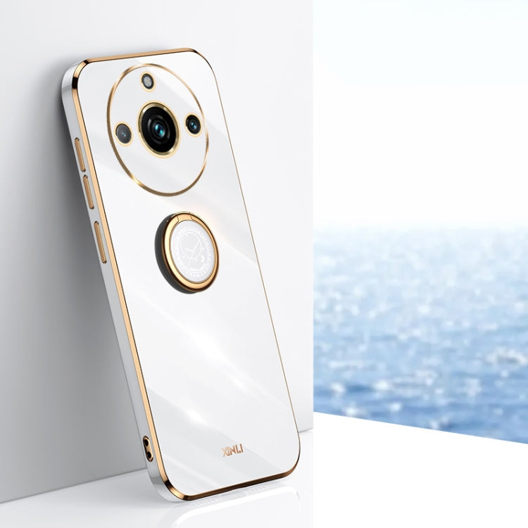 XINLI Straight Edge 6D Electroplate TPU Phone Case with Ring Holder, For Realme 11 Pro+ 5G, For Realme GT Neo5 SE, For Realme C55
