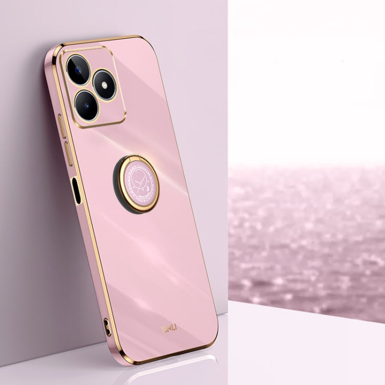 XINLI Straight Edge 6D Electroplate TPU Phone Case with Ring Holder, For Realme 13 Pro Global, For Realme 11 5G, For Realme C53 2023