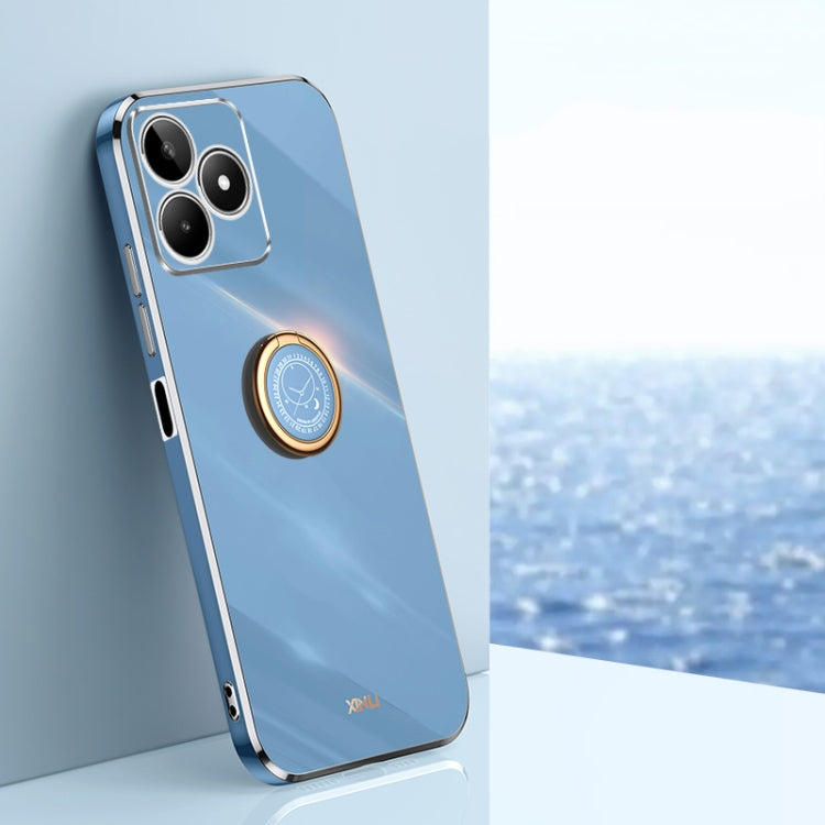 XINLI Straight Edge 6D Electroplate TPU Phone Case with Ring Holder, For Realme 13 Pro Global, For Realme 11 5G, For Realme C53 2023