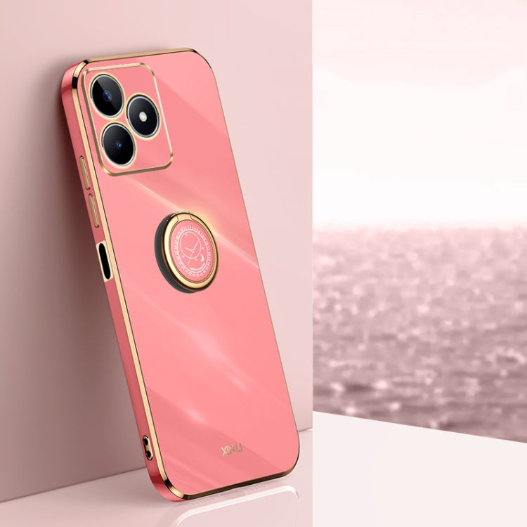 XINLI Straight Edge 6D Electroplate TPU Phone Case with Ring Holder, For Realme 13 Pro Global, For Realme 11 5G, For Realme C53 2023