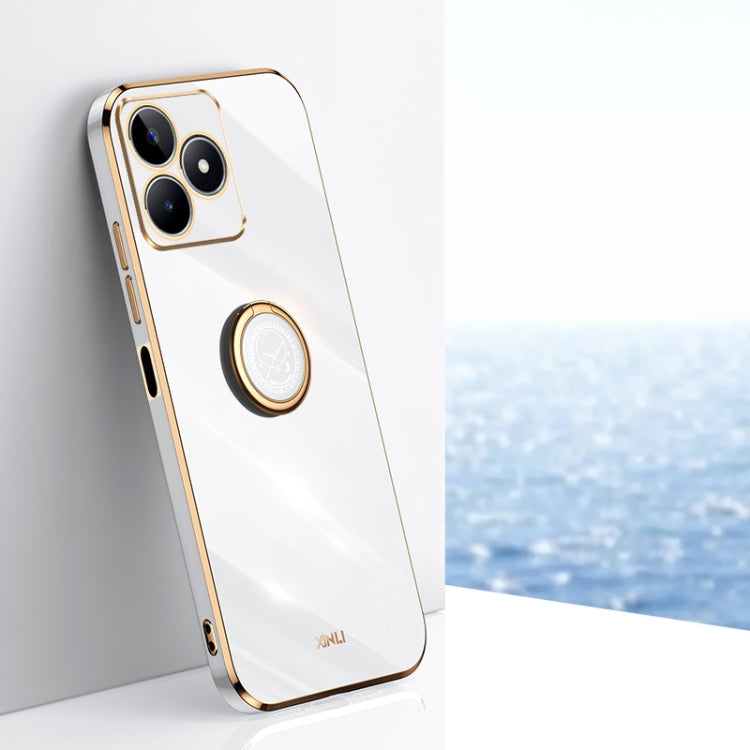 XINLI Straight Edge 6D Electroplate TPU Phone Case with Ring Holder, For Realme 13 Pro Global, For Realme 11 5G, For Realme C53 2023
