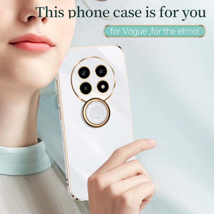 For Realme 13 Pro Global XINLI Straight Edge 6D Electroplate TPU Phone Case with Ring Holder(Celestial Blue)