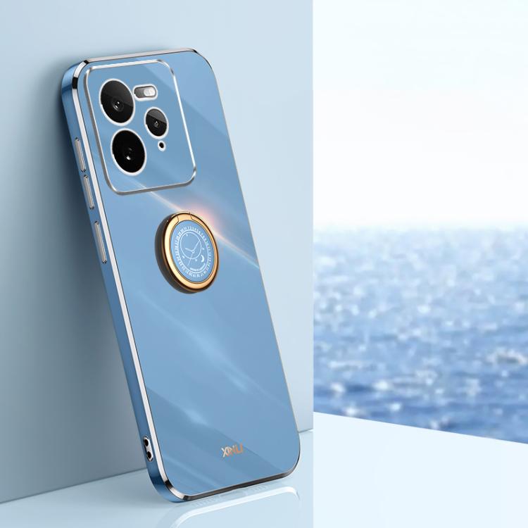 XINLI Straight Edge 6D Electroplate TPU Phone Case with Ring Holder, For Realme C75, For Realme GT 7 Pro 5G, For Realme Note 60 4G