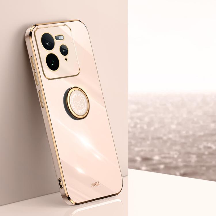 XINLI Straight Edge 6D Electroplate TPU Phone Case with Ring Holder, For Realme C75, For Realme GT 7 Pro 5G, For Realme Note 60 4G