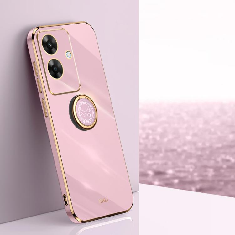 XINLI Straight Edge 6D Electroplate TPU Phone Case with Ring Holder, For Realme C75, For Realme GT 7 Pro 5G, For Realme Note 60 4G