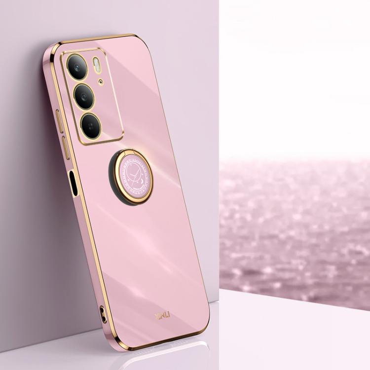 XINLI Straight Edge 6D Electroplate TPU Phone Case with Ring Holder, For Realme C75, For Realme GT 7 Pro 5G, For Realme Note 60 4G