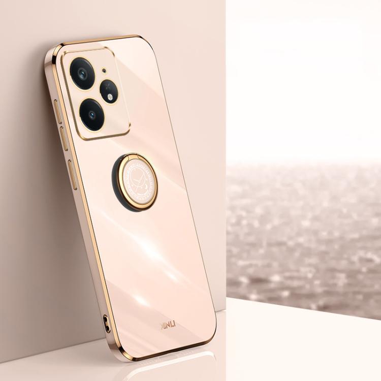 XINLI Straight Edge 6D Electroplate TPU Phone Case with Ring Holder, For Realme Neo7X, For Realme Neo7 SE, For Realme14 Pro+