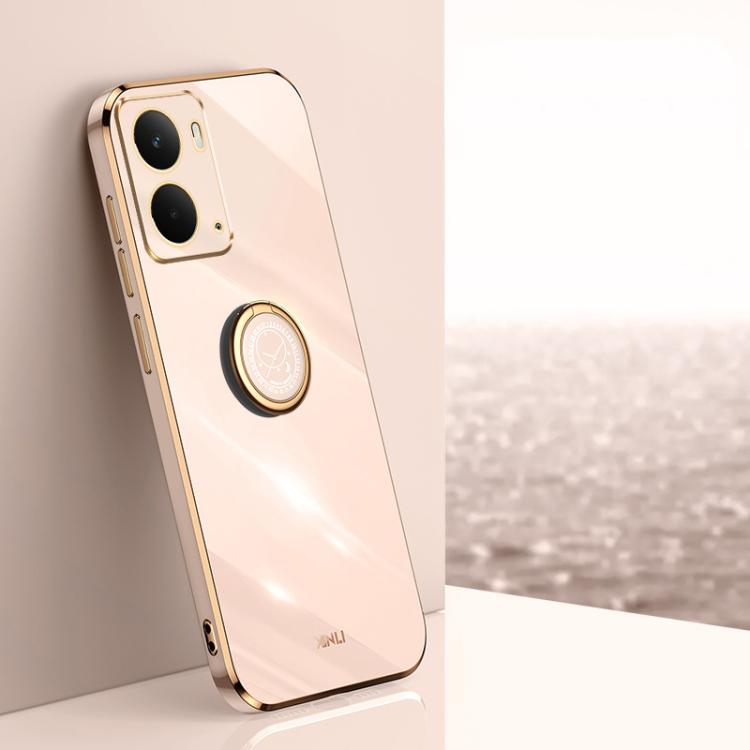 XINLI Straight Edge 6D Electroplate TPU Phone Case with Ring Holder, For Realme Neo7X, For Realme Neo7 SE, For Realme14 Pro+