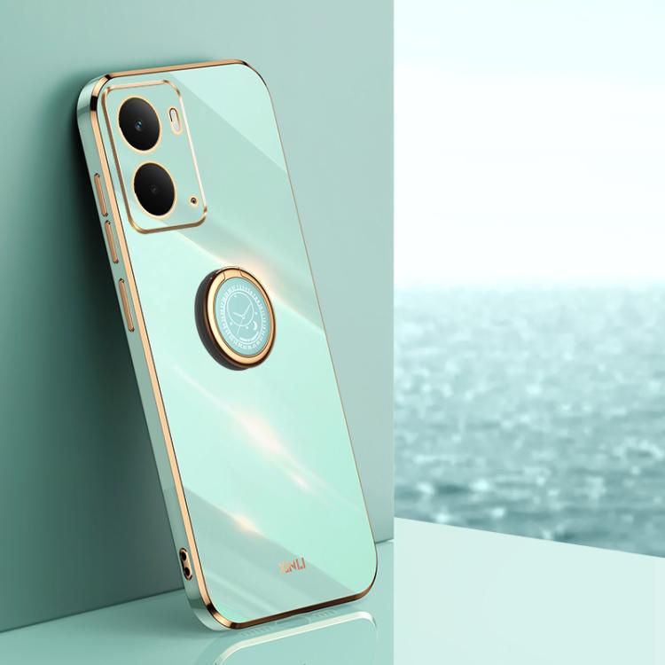 XINLI Straight Edge 6D Electroplate TPU Phone Case with Ring Holder, For Realme Neo7X, For Realme Neo7 SE, For Realme14 Pro+