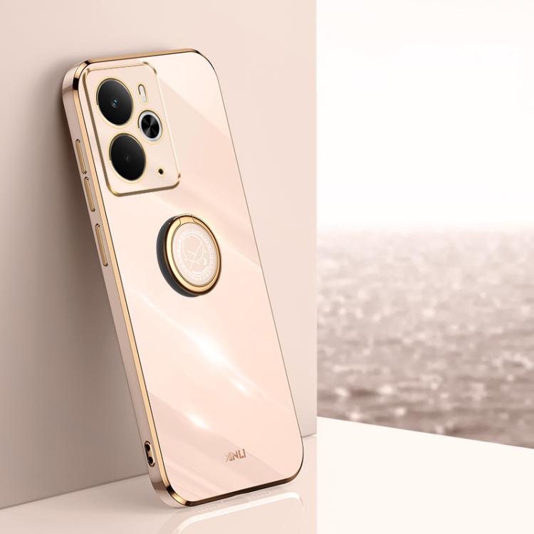 XINLI Straight Edge 6D Electroplate TPU Phone Case with Ring Holder, For Realme GT 8 Pro 5G, For Realme 15 5G Global, For Realme 14 5G Global