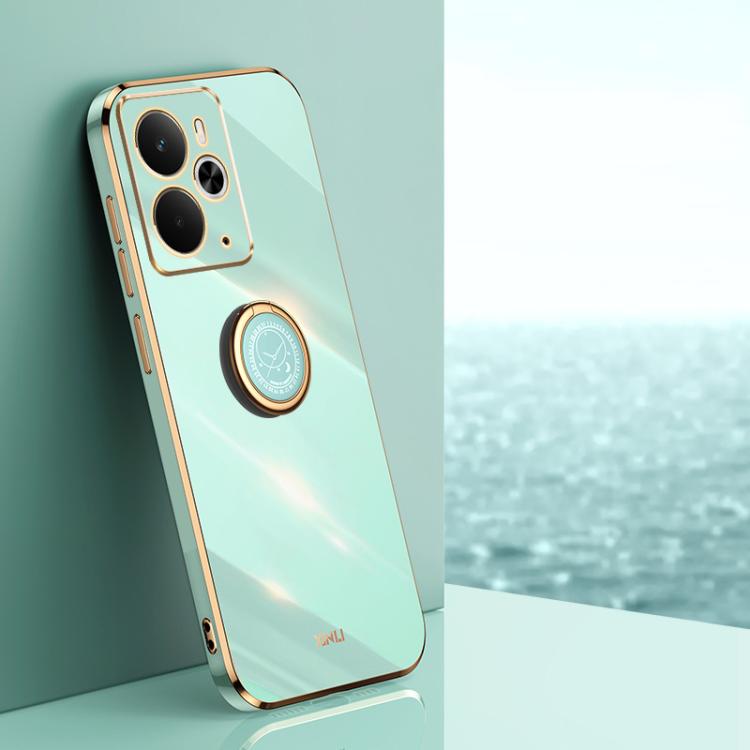 XINLI Straight Edge 6D Electroplate TPU Phone Case with Ring Holder, For Realme GT 8 Pro 5G, For Realme 15 5G Global, For Realme 14 5G Global
