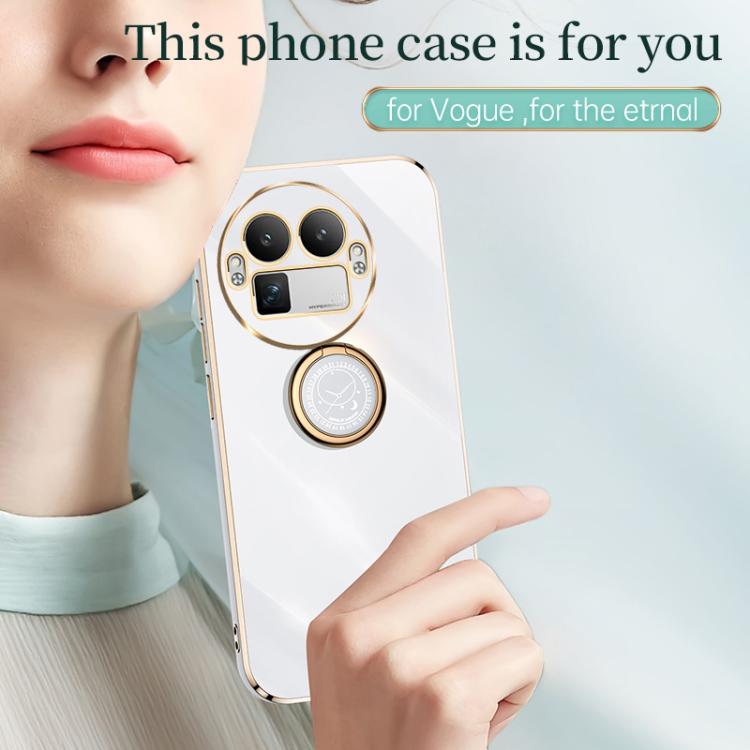 XINLI Straight Edge 6D Electroplate TPU Phone Case with Ring Holder, For Realme GT 8 Pro 5G, For Realme 15 5G Global, For Realme 14 5G Global
