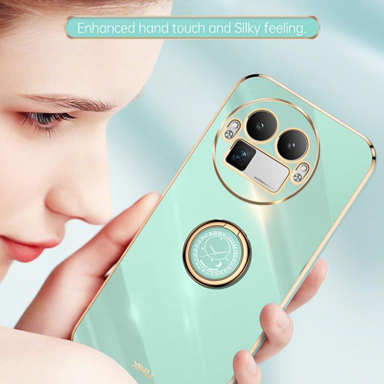 XINLI Straight Edge 6D Electroplate TPU Phone Case with Ring Holder, For Realme GT 8 Pro 5G, For Realme 15 5G Global, For Realme 14 5G Global
