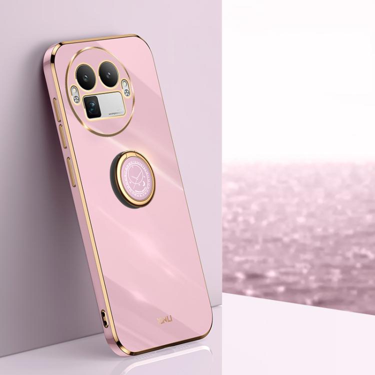 XINLI Straight Edge 6D Electroplate TPU Phone Case with Ring Holder, For Realme GT 8 Pro 5G, For Realme 15 5G Global, For Realme 14 5G Global