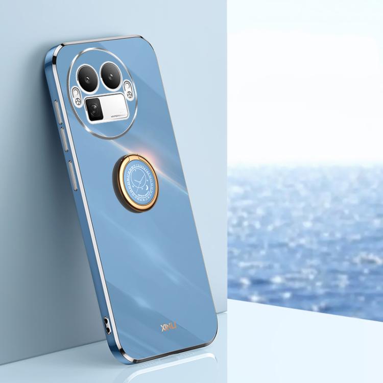 XINLI Straight Edge 6D Electroplate TPU Phone Case with Ring Holder, For Realme GT 8 Pro 5G, For Realme 15 5G Global, For Realme 14 5G Global