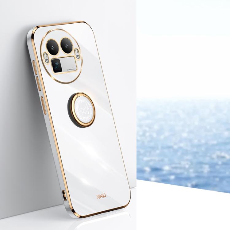 XINLI Straight Edge 6D Electroplate TPU Phone Case with Ring Holder, For Realme GT 8 Pro 5G, For Realme 15 5G Global, For Realme 14 5G Global