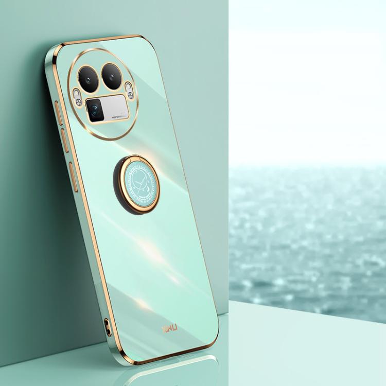 XINLI Straight Edge 6D Electroplate TPU Phone Case with Ring Holder, For Realme GT 8 Pro 5G, For Realme 15 5G Global, For Realme 14 5G Global