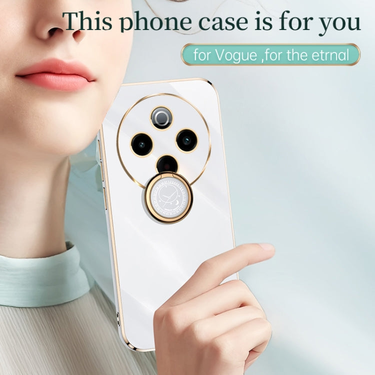 For vivo Y300 Pro XINLI Straight Edge 6D Electroplate TPU Phone Case with Ring Holder(Hawthorn Red)