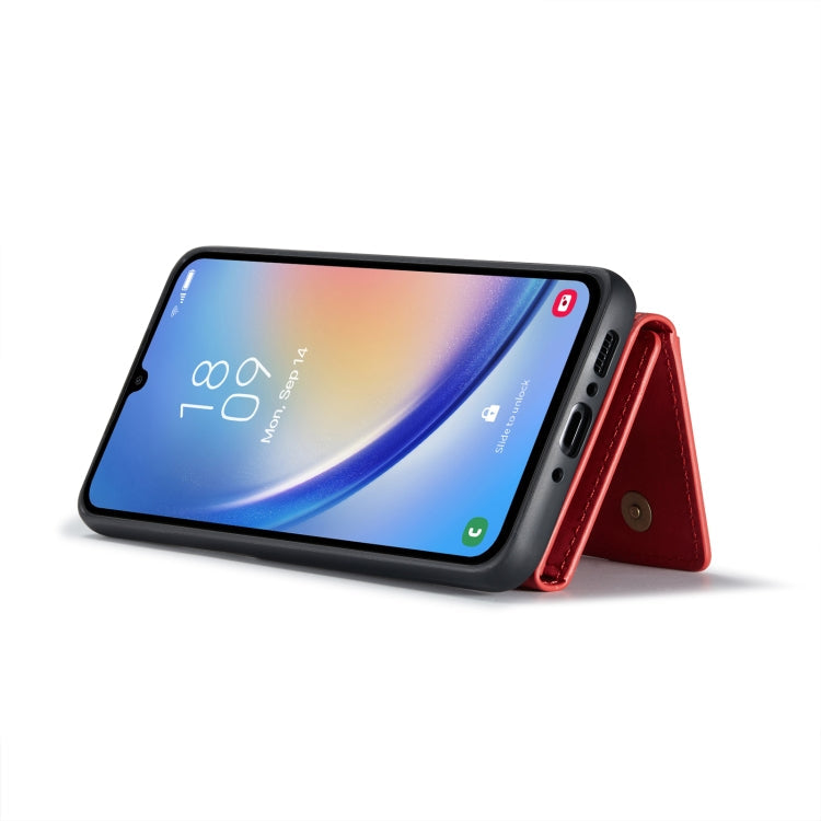 For Samsung Galaxy A34 5G DG.MING M2 Series 3-Fold Multi Card Bag + Magnetic Phone Case(Red)