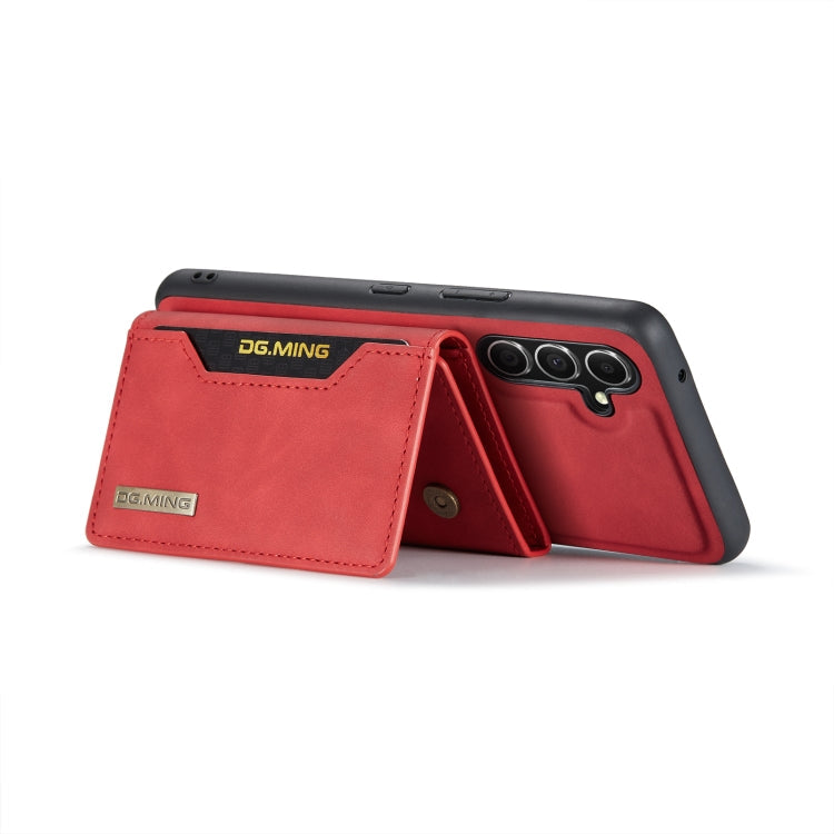 For Samsung Galaxy A34 5G DG.MING M2 Series 3-Fold Multi Card Bag + Magnetic Phone Case(Red)