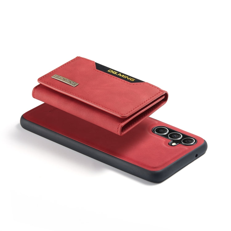 For Samsung Galaxy A34 5G DG.MING M2 Series 3-Fold Multi Card Bag + Magnetic Phone Case(Red)
