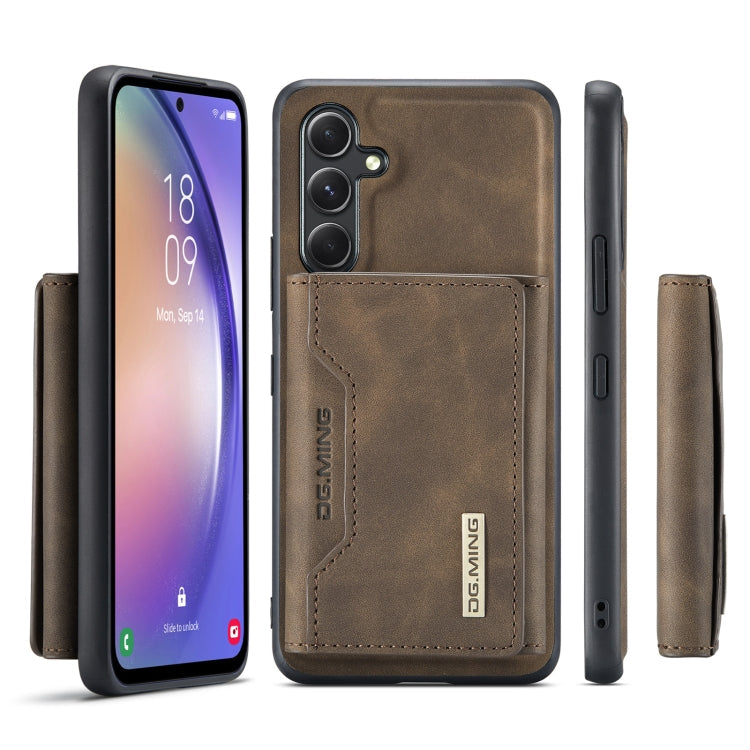 For Samsung Galaxy A54 5G DG.MING M2 Series 3-Fold Multi Card Bag + Magnetic Phone Case(Coffee)