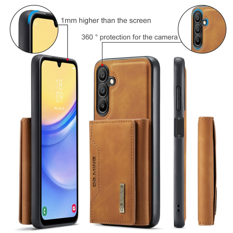 For Samsung Galaxy A15 5G / A15 4G DG.MING M2 Series 3-Fold Multi Card Bag + Magnetic Phone Case(Brown)