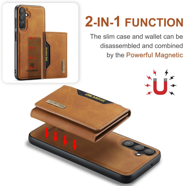 For Samsung Galaxy A15 5G / A15 4G DG.MING M2 Series 3-Fold Multi Card Bag + Magnetic Phone Case(Brown)