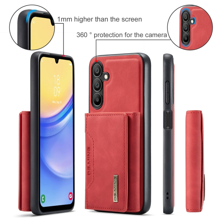 For Samsung Galaxy A15 5G / A15 4G DG.MING M2 Series 3-Fold Multi Card Bag + Magnetic Phone Case(Red)