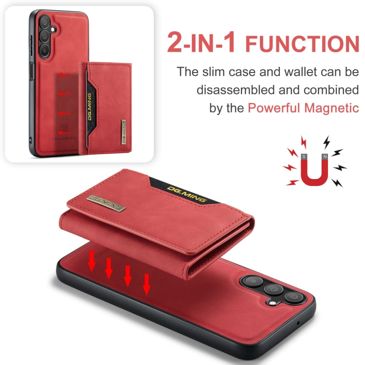For Samsung Galaxy A15 5G / A15 4G DG.MING M2 Series 3-Fold Multi Card Bag + Magnetic Phone Case(Red)