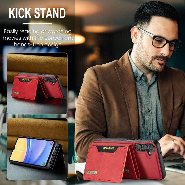 For Samsung Galaxy A15 5G / A15 4G DG.MING M2 Series 3-Fold Multi Card Bag + Magnetic Phone Case(Red)
