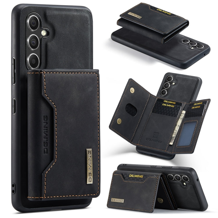 For Samsung Galaxy A35 5G DG.MING M2 Series 3-Fold Multi Card Bag + Magnetic Phone Case(Black)