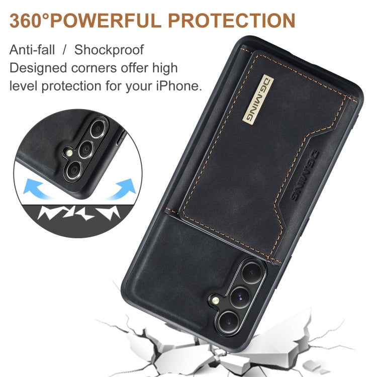 For Samsung Galaxy A35 5G DG.MING M2 Series 3-Fold Multi Card Bag + Magnetic Phone Case(Black)